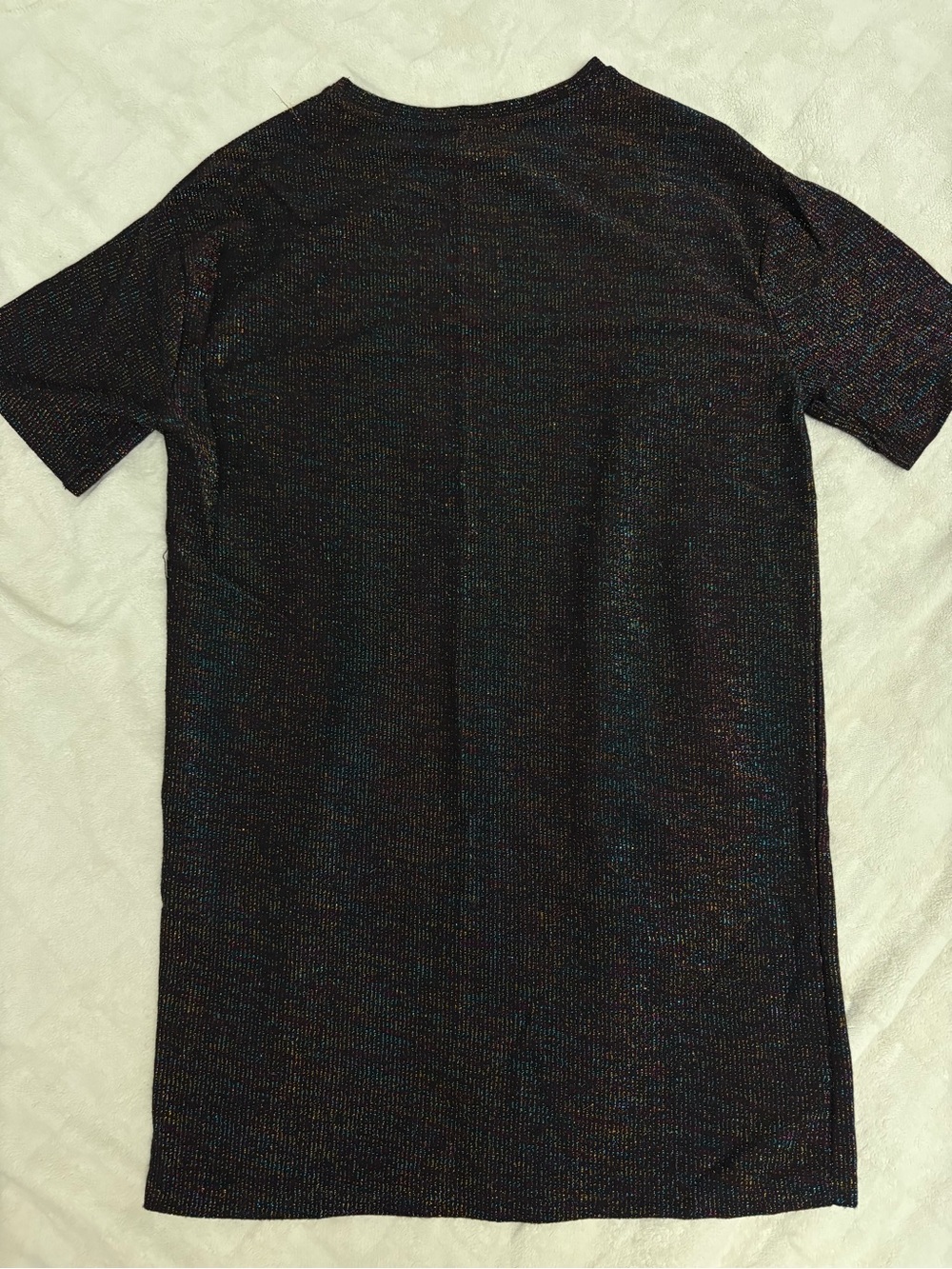 Zara Short Sleeve Knit Dress in Iridescent Black with Multicolor Sheen - Picture 3 of 4